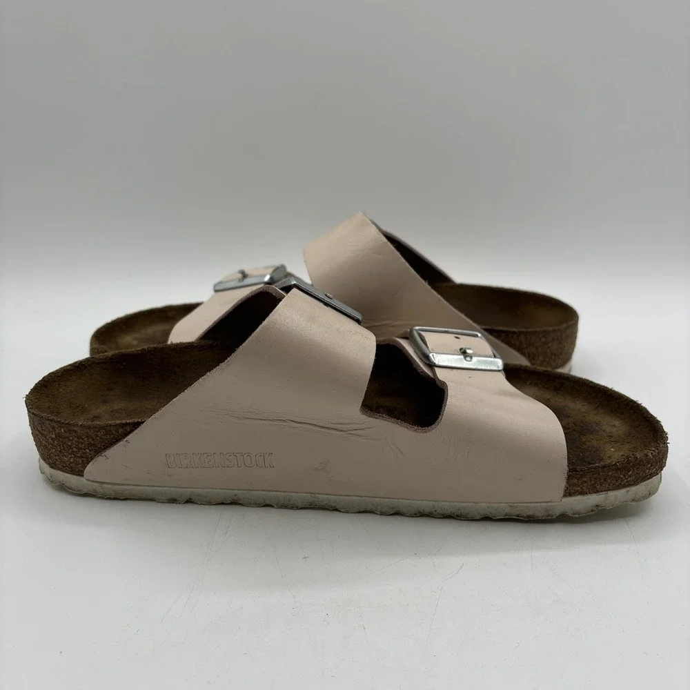 Birkenstock Arizona Birko Flor‎ Beige Nude Patent Sandals Women's Size 37 US 6